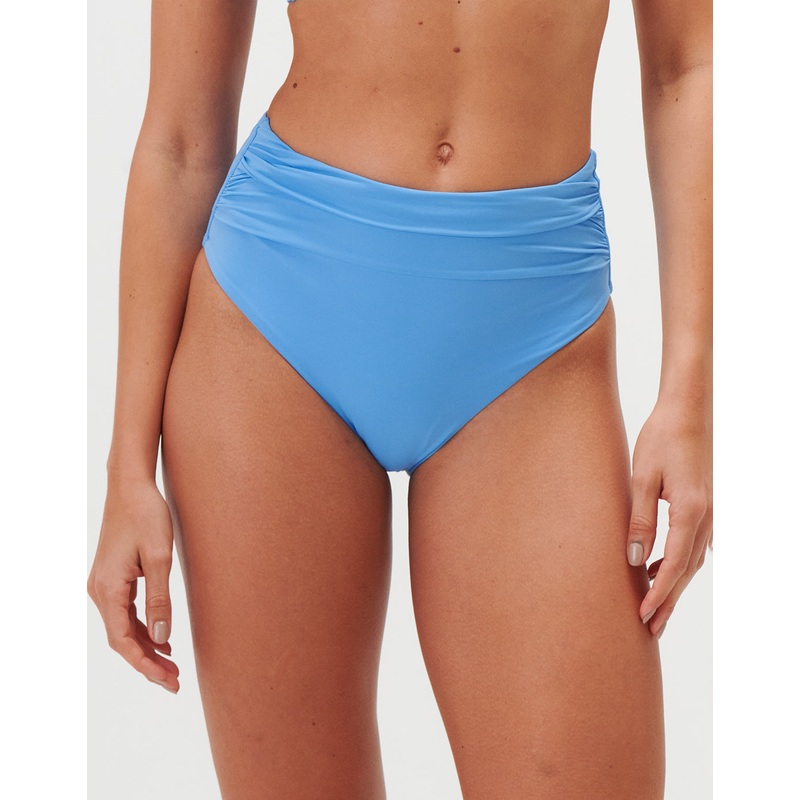 Timeless Ruched High Waist Bikini Pant - Cerulean