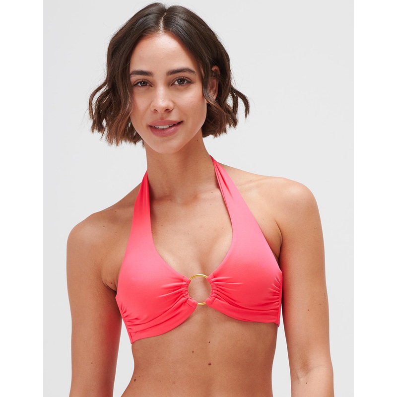 Timeless Underwired Halter Bikini Top - Bright Coral