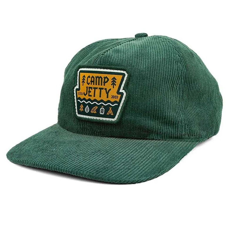 Jetty National Snapback Hat -Green Corduroy
