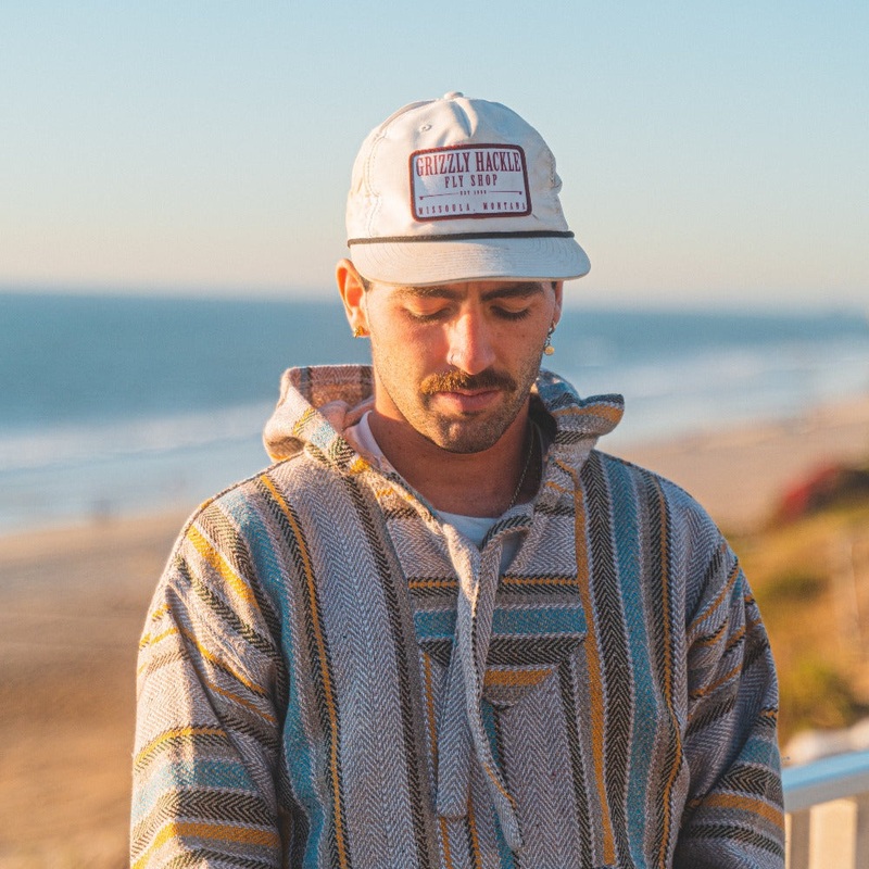 Mexican Hoodie Poncho - Beige Grey
