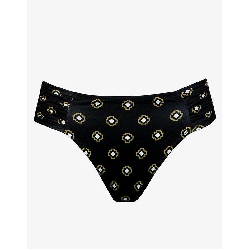 Tiles Craft Ruched Side Hipster Bikini Pant - Black Neutrals
