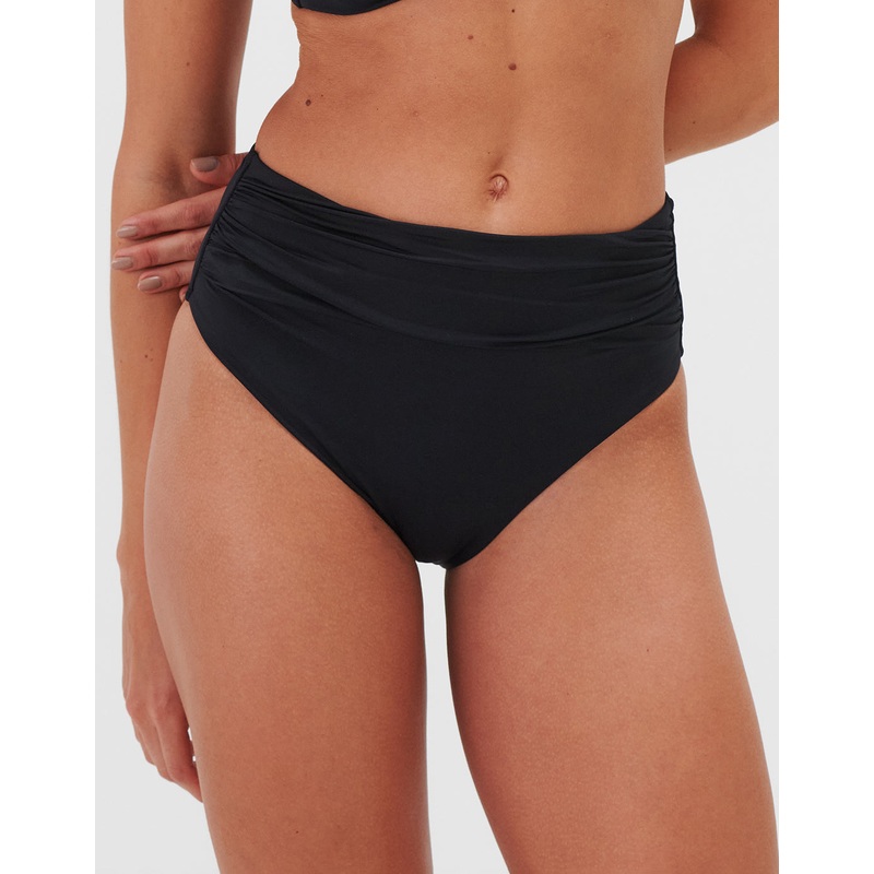 Timeless Ruched High Waist Bikini Pant - Jet