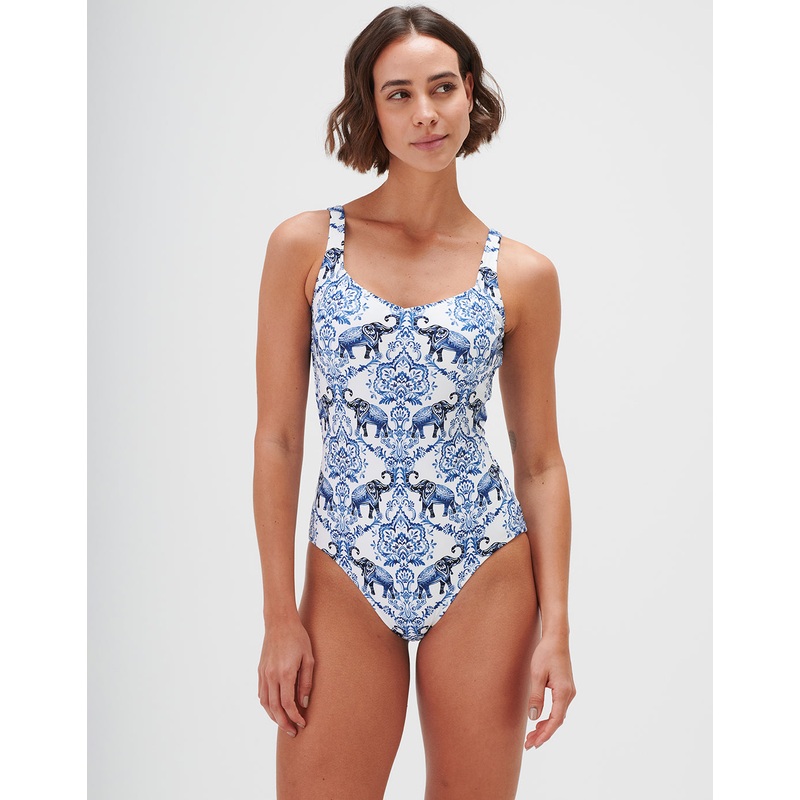 Zuri Square Neck Swimsuit - Porcelain