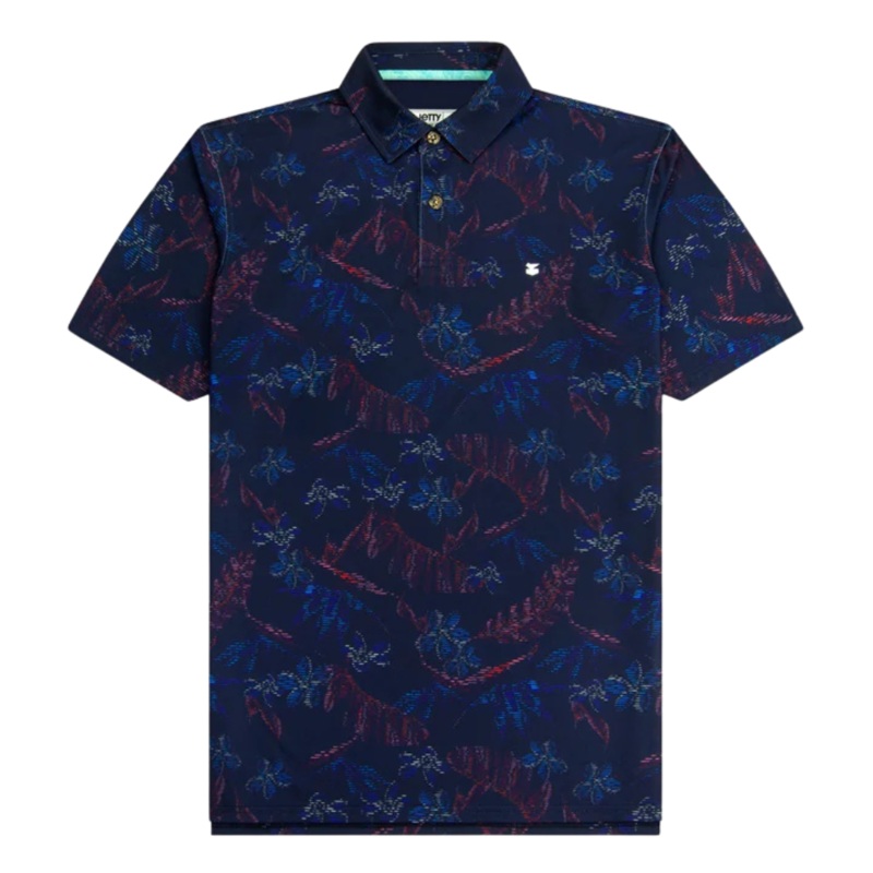 Indigo Bunker Golf Polo - Short Sleeve Button Up