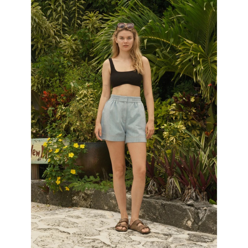 Mollusk Denim Stella Shorts - Light Blue