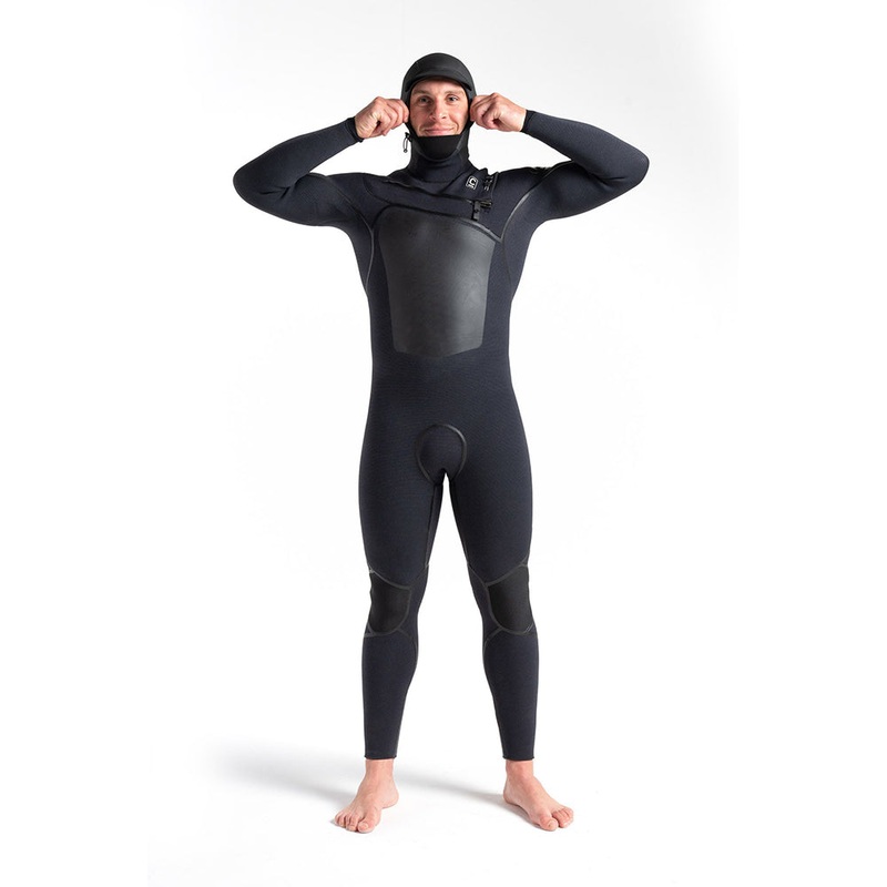 C Skins Wired 5/4mm LQS Hooded C/Z Wetsuit -Black X/Black X/Black - Size XL Only