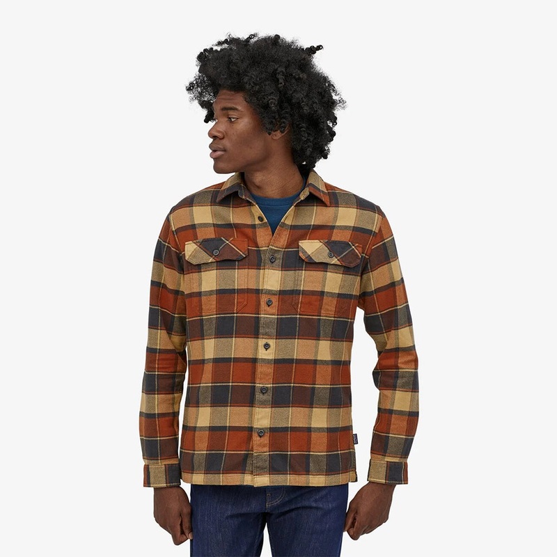 Patagonia Fjord Flannel Long Sleeved Shirt - Burnished Red