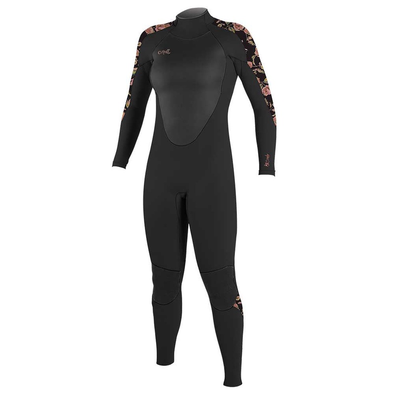 O'Neill Girls Epic 3/2mm Back Zip Full Wetsuit - Black/Flo/Black