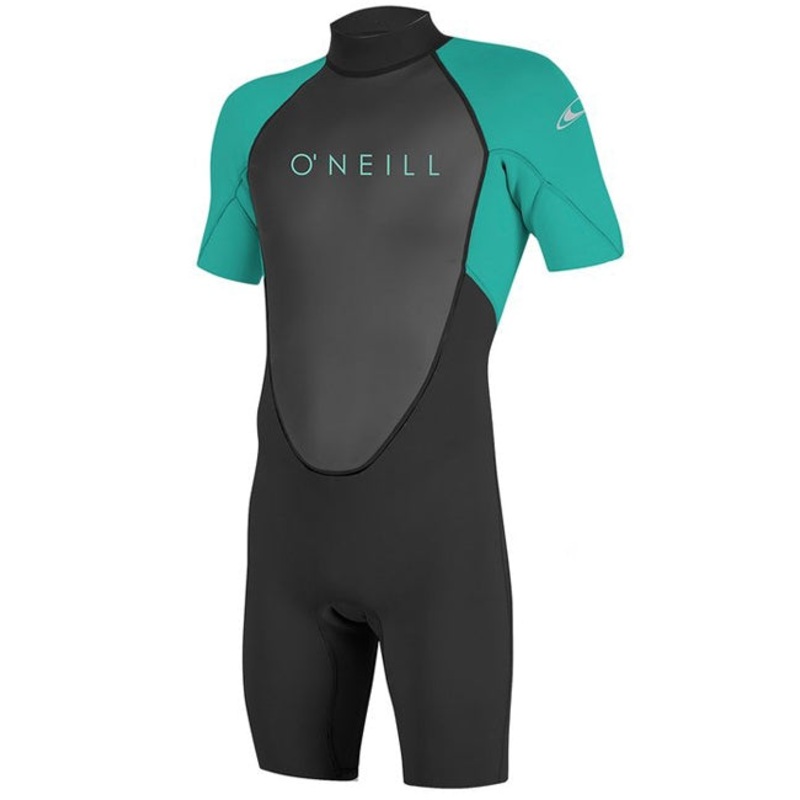 O'Neill Youth Reactor 2 2mm Back Zip Shortie Wetsuit-Blk/Lgt Aqua