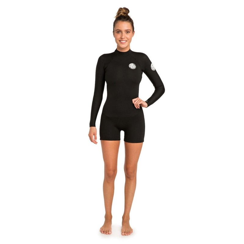 Rip Curl Womns G Bomb 2/2mm Long Sleeve Shortie Wetsuit  - Black