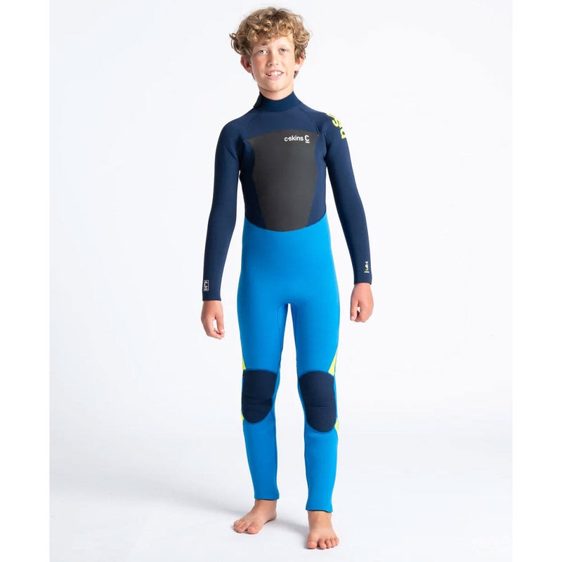 C-Skins Junior Legend 4/3mm Back Zip Wetsuit  - Cyan/Slate/Multi