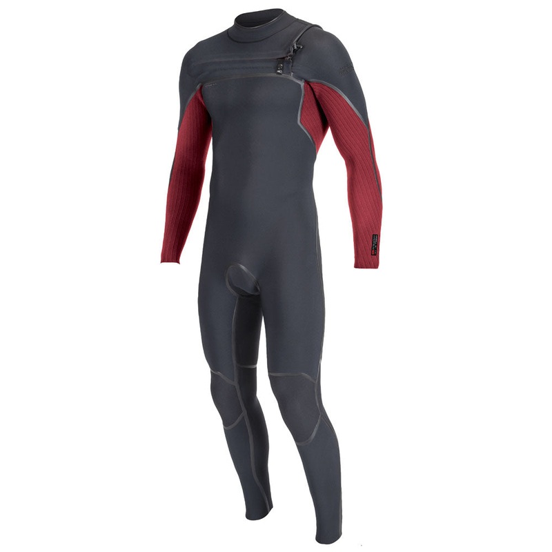 O'Neill Hyperfreak Fire 5/4+MM Chest Zip Winter Wetsuit -Black/Dark Red
