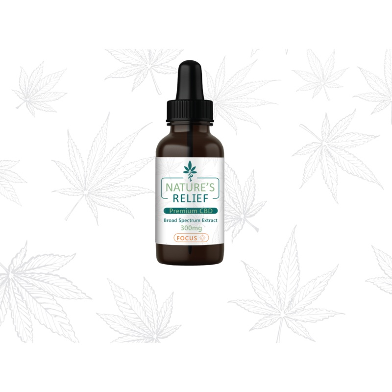 Natures Relief - CBD Focus Drops - Broad Spectrum  - 300mg / 30ml