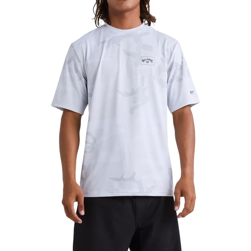 Billabong Arch Mesh Loose Fit UPF 50+ Short Sleeve Surf Tee in White Camo