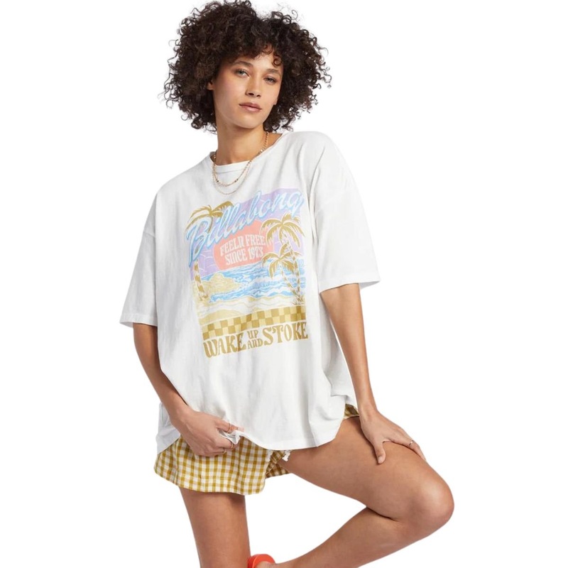 Billabong Wake Up and Stoke Tee in Salt Crystal