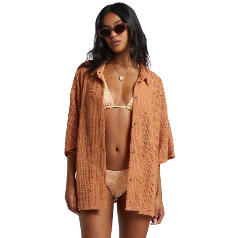 Billabong Largo Overshirt Cover Up in Toffee