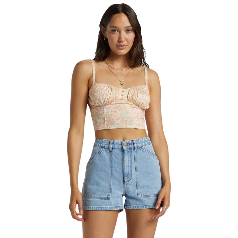Billabong Leia Carpenter Denim Short in Soft Blue