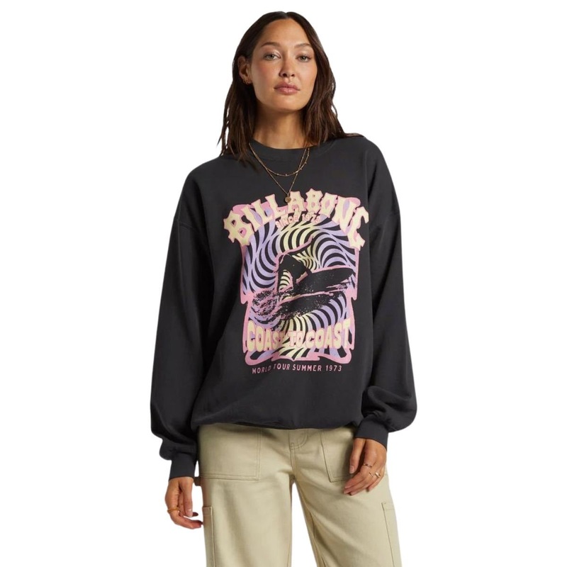 Billabong Ride In Oversized Sweatshirt in Black Sands 4