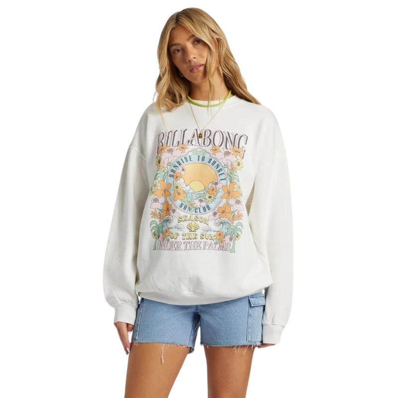 Billabong Ride In Oversized Sweatshirt in Salt Crystal 6