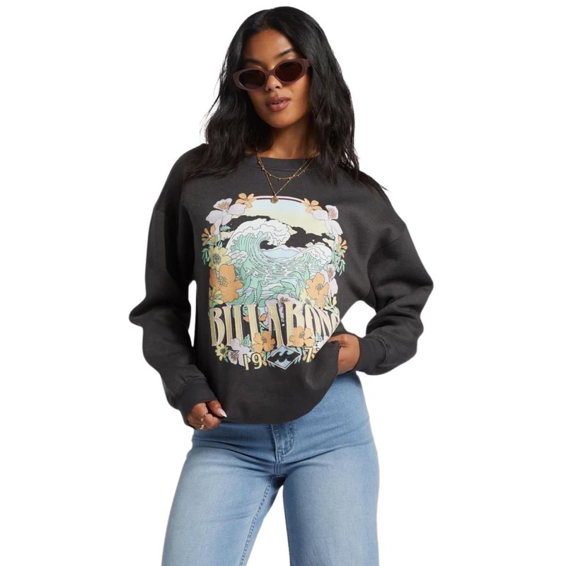 Billabong Waves Are Calling Sweatshirt in Off Black