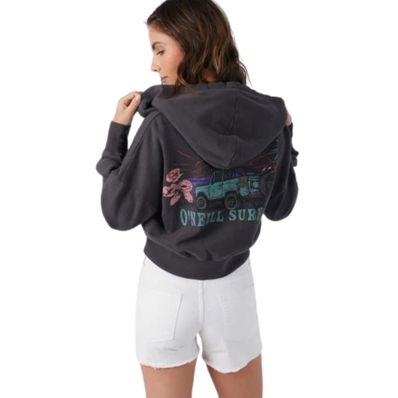 O'Neill Darcie Zip Hoody in Washed Black