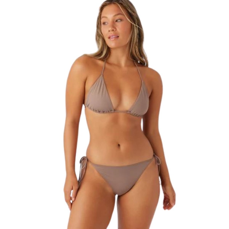 O'Neill Saltwater Solids Venice Bikini Top in Deep Taupe