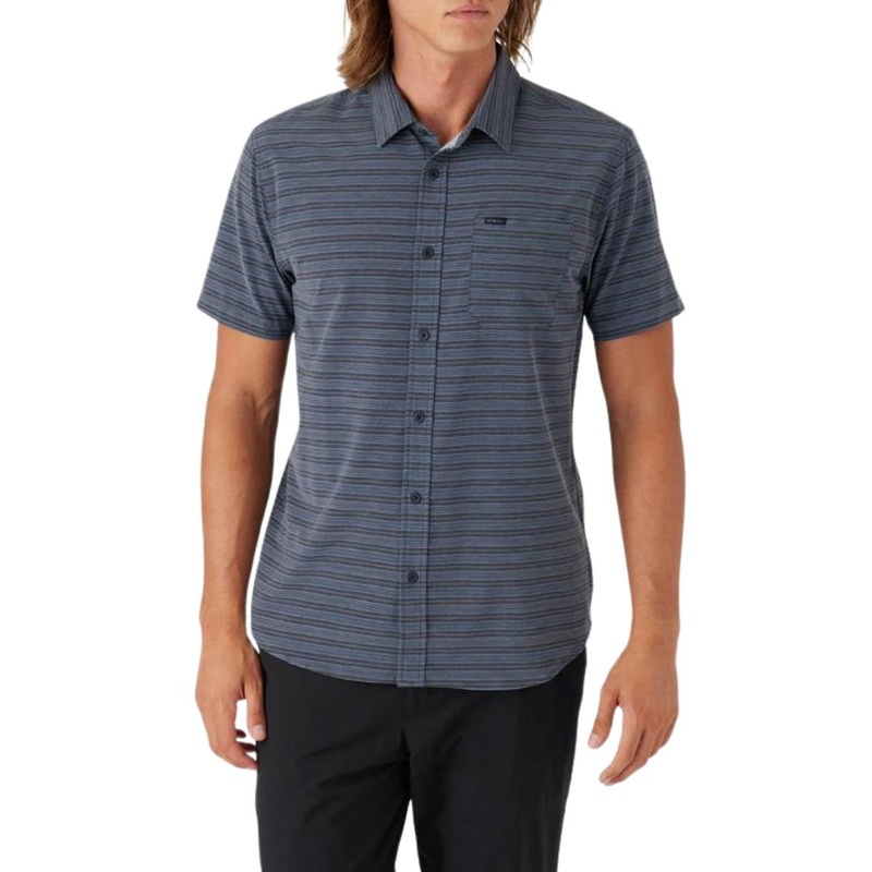 O'Neill TRVLR UPF Traverse Stripe Shirt in Black