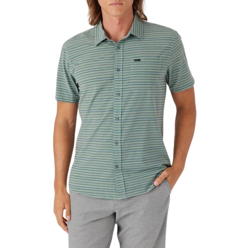 O'Neill TRVLR UPF Traverse Stripe Shirt in Sage