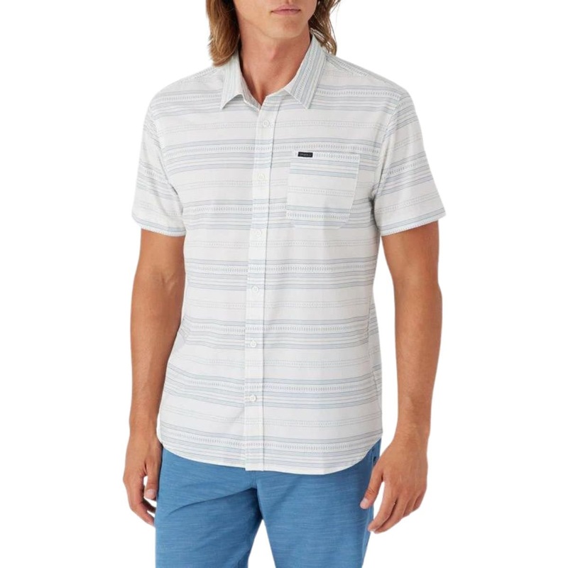 O'Neill TRVLR UPF Traverse Stripe Shirt in White