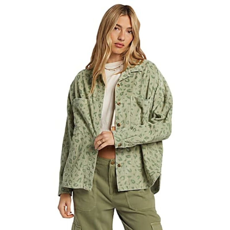 Billabong Stoked On You Oversized Long Sleeve Shirt in Crystal Cove