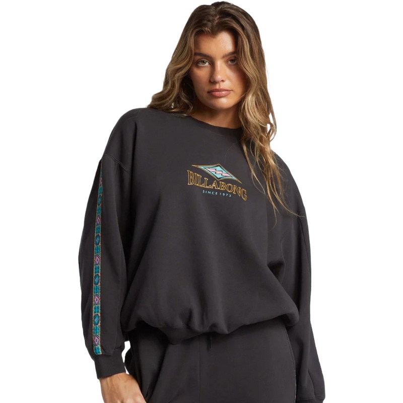 Billabong Swipe Right Kendal Crewneck Sweatshirt in Black Sands