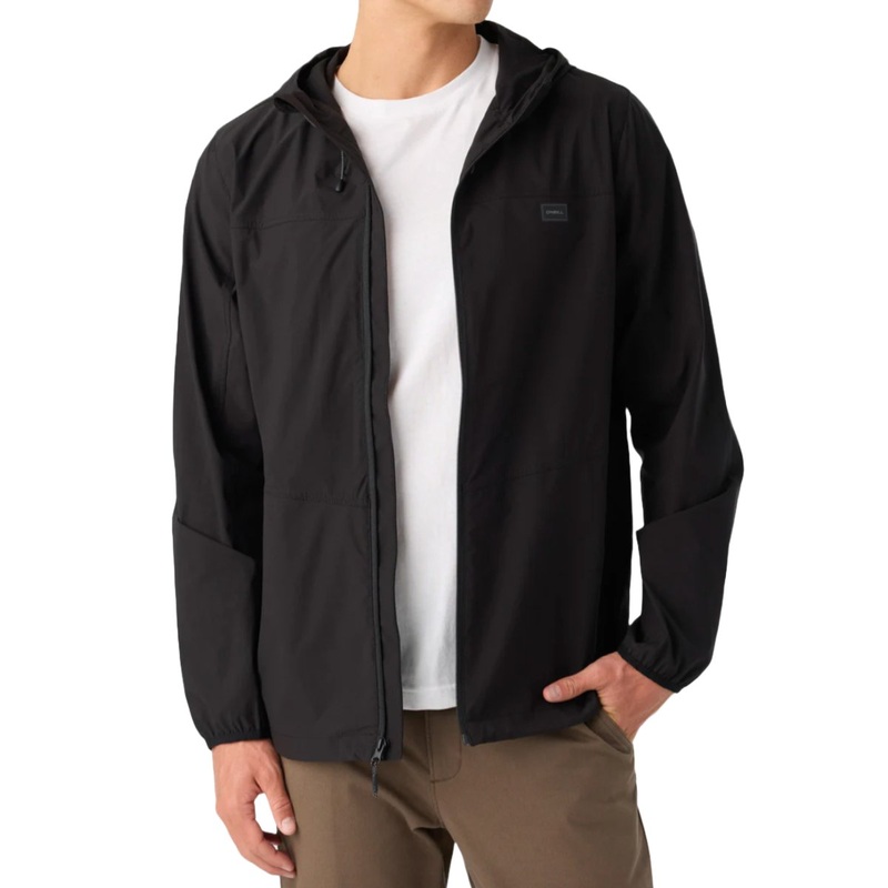 O'Neill TRVLR Stretch Windbreaker Jacket in Black