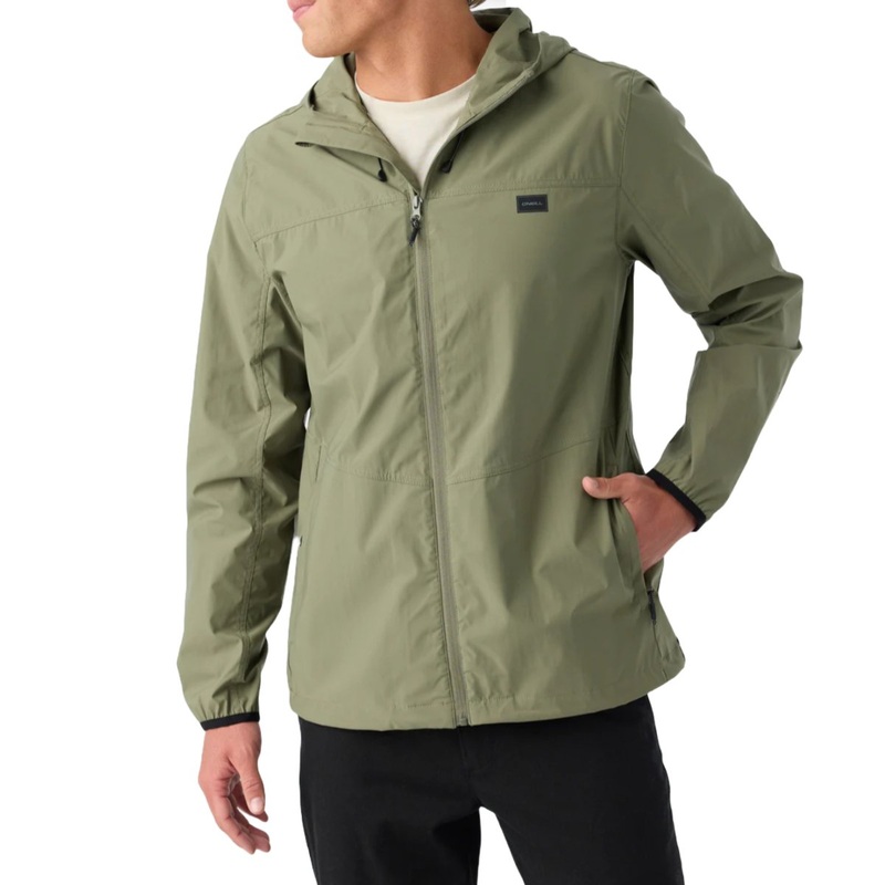 O'Neill TRVLR Stretch Windbreaker Jacket in Deep Lichen Green