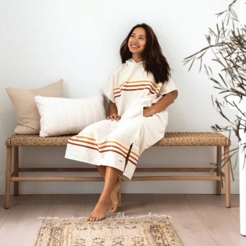 Sand Cloud Border Classic Stripe Poncho Natural