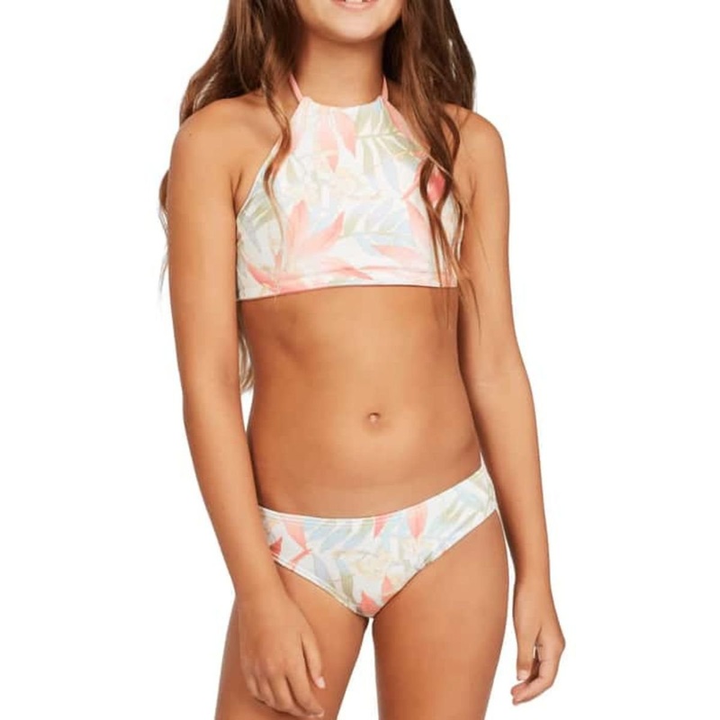 Billabong Girls Lil Love Palms High Neck Bikini Set in Multi