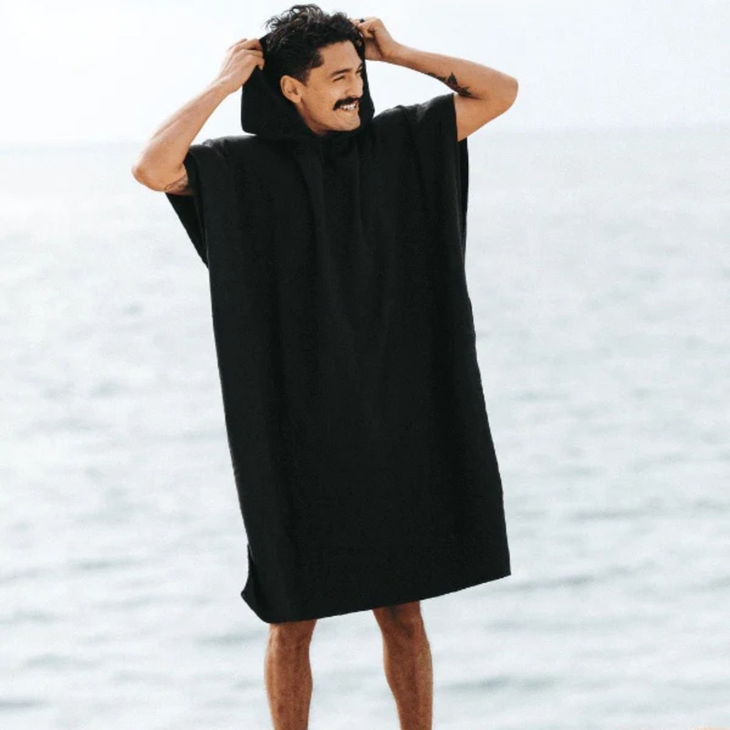 Sand Cloud Terra Hooded Poncho in Black