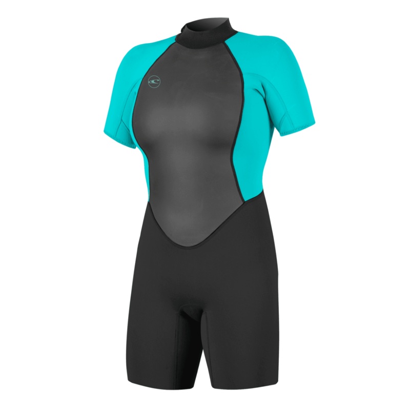 O'Neill Women's Reactor-2 2mm BZ SS Spring Wetsuit in Black/Aqua