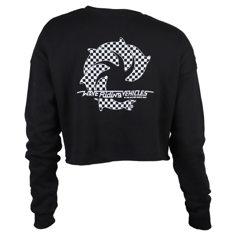 Checker Ladies Crop Crew Sweatshirt