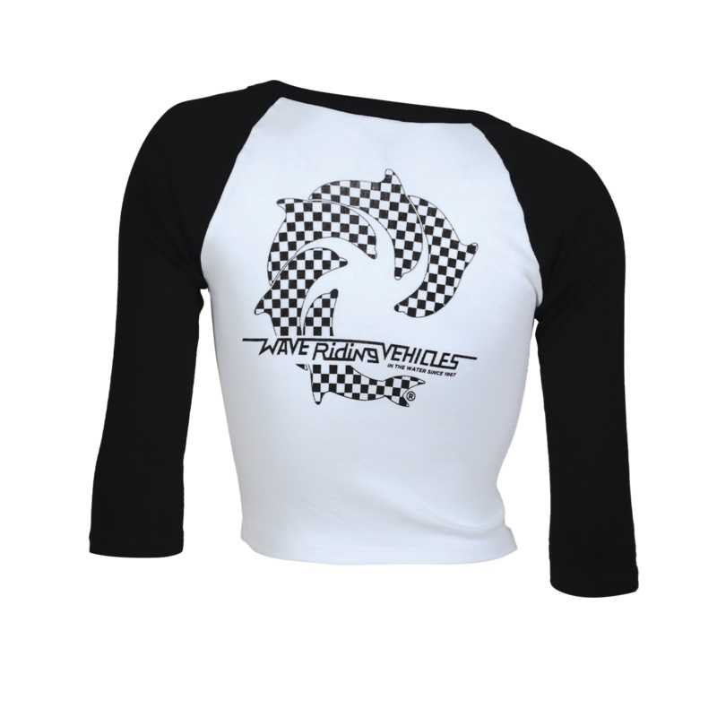 Checker Ladies Crop Raglan T-Shirt