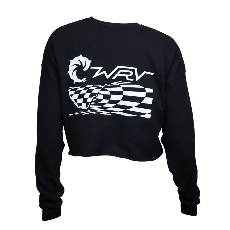 Checker Wave Ladies Crop Crew Sweatshirt