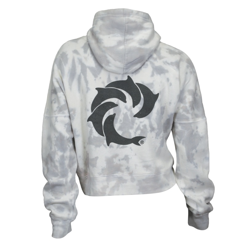Solid Ladies Tie Die Crop P/O Hooded Sweatshirt