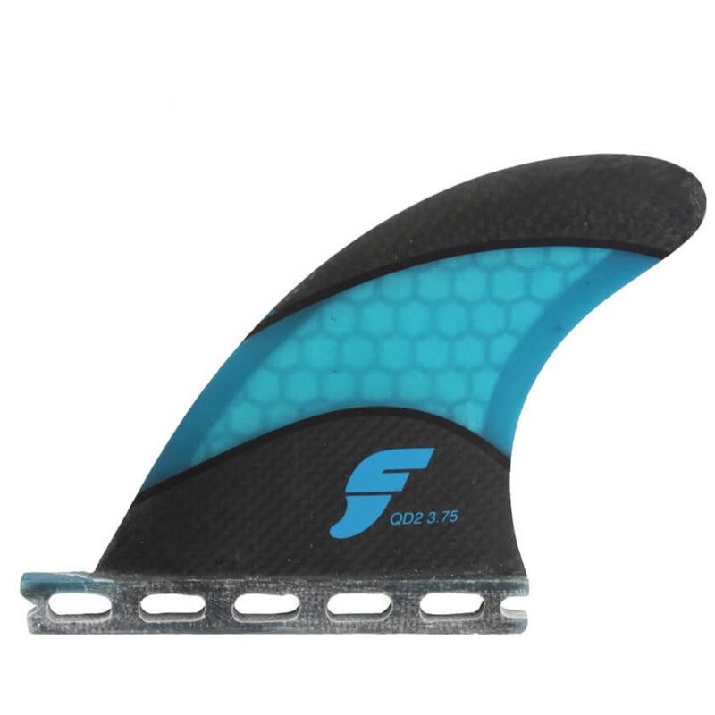 FUTURES QUAD REAR QD2 3.75 Techflex Fin Pair Carbon/Blue - Small