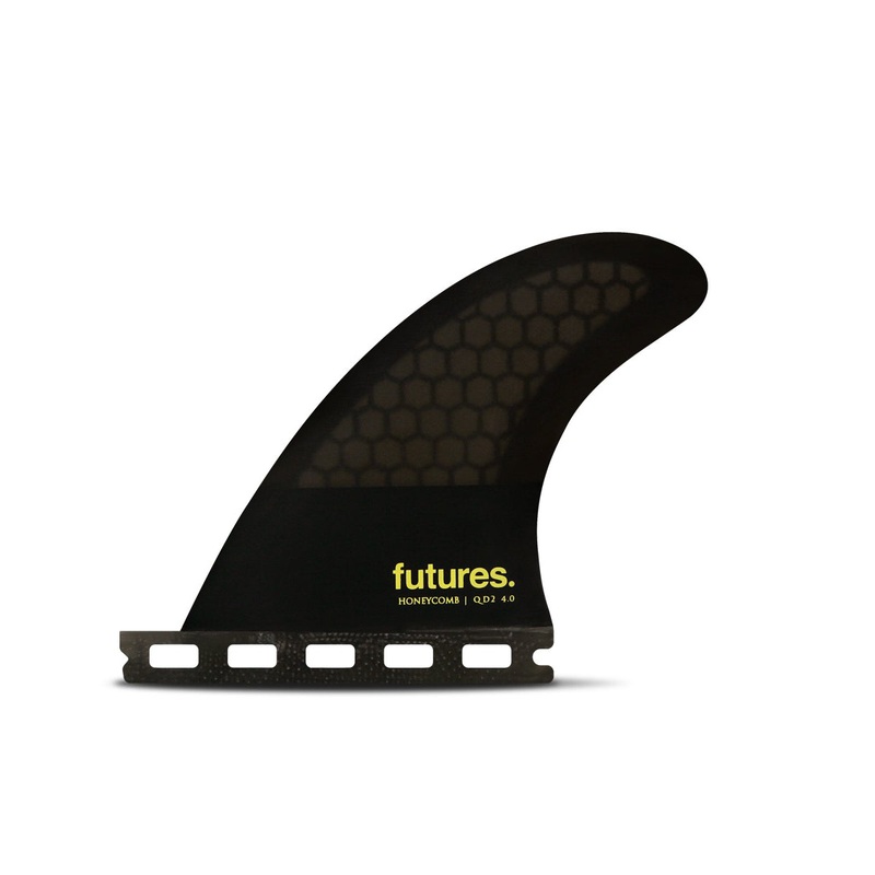 FUTURES QUAD REAR - QD2 4.0 Honeycomb Fin Set - Smoke/Black/Yellow - Medium
