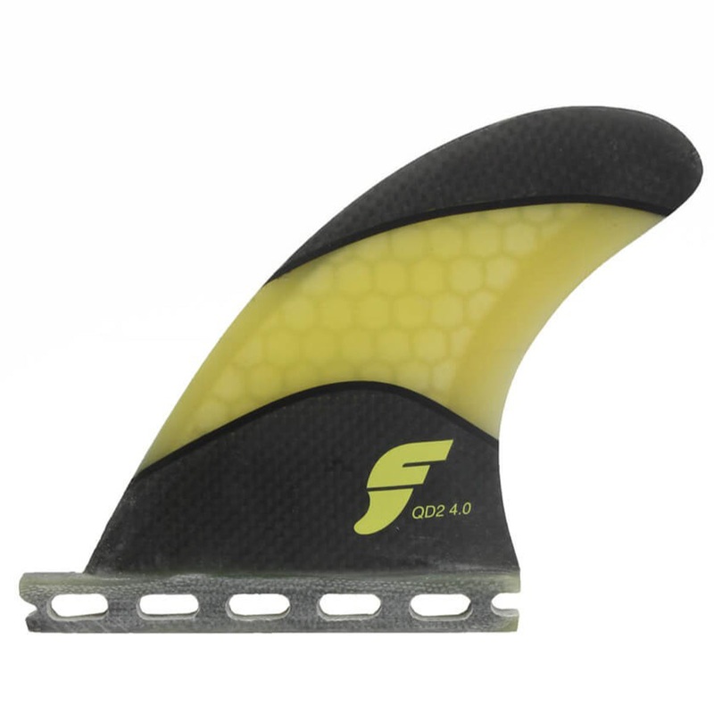 FUTURES QUAD REAR QD2 4.0 Techflex Fin Pair Carbon/Yellow - Medium