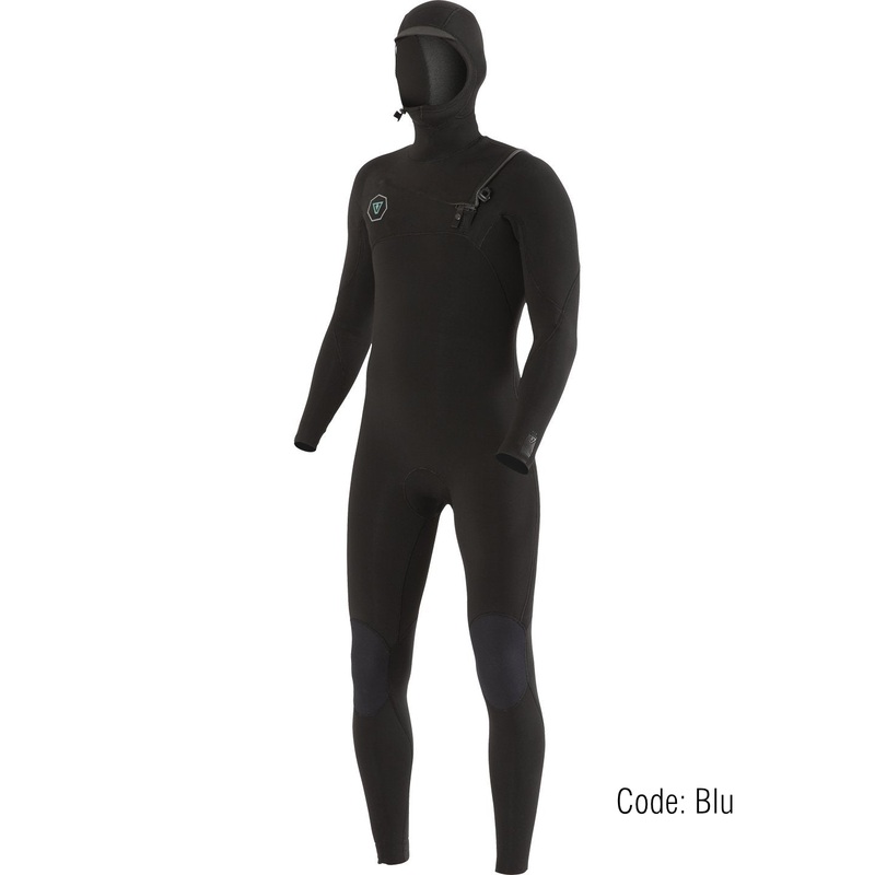5/4 Mens Vissla 7 Seas Hooded Full Suit - Black with blue liner