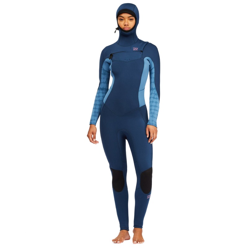 5/4mm Womens Billabong Synergy Hooded Chest Zip Full Wetsuit - 'River' blue