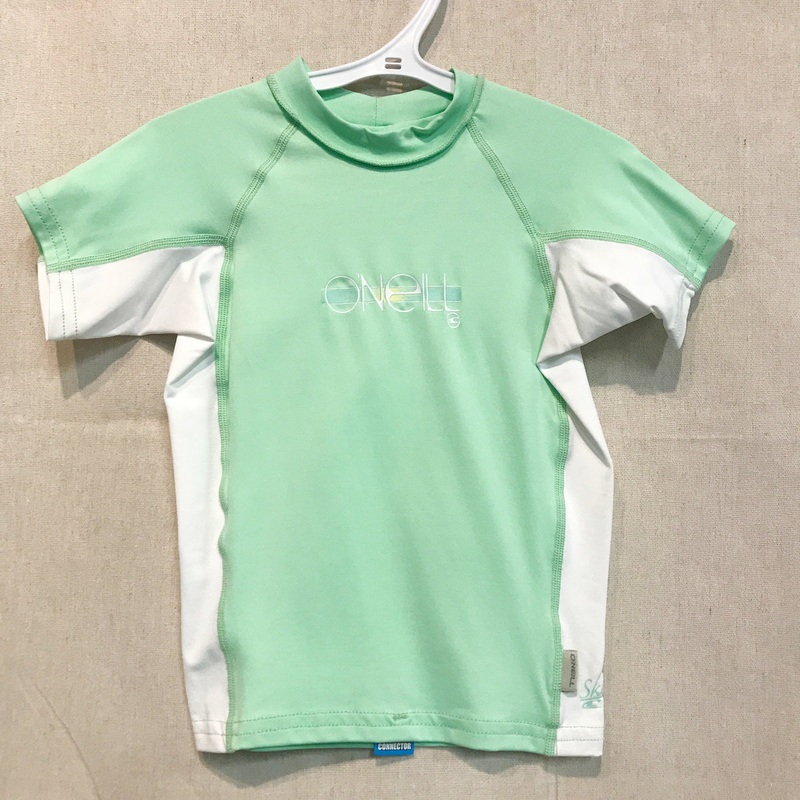 Youth Girls Rashies O'Neill 4175 Skins S/S Crew X24-Mint/Wht/Mint