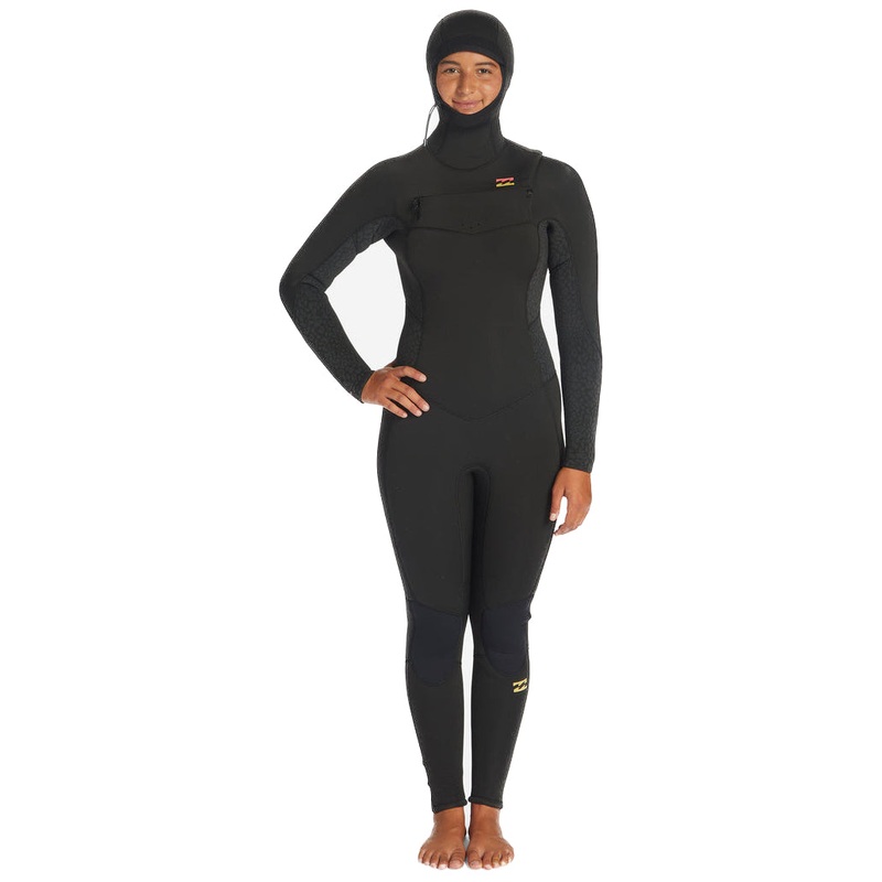5/4mm Womens Billabong Synergy Hooded Chest Zip Full Wetsuit -  WILD BLACK - BKYH6