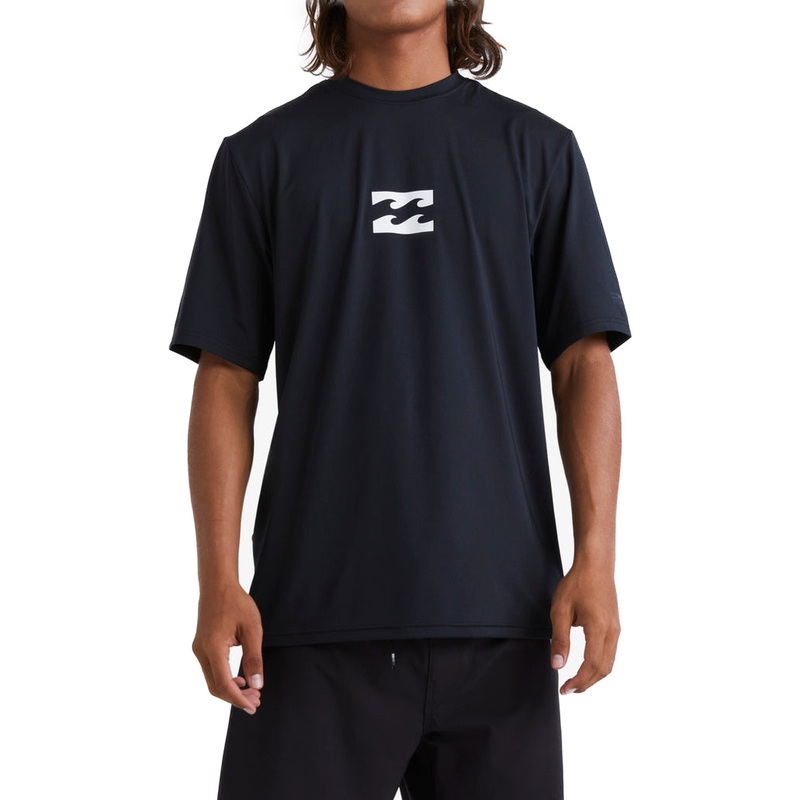 Men's Rash Guard -  Billabong All Day Wave Loose Fit Short Sleeve Surf Tee - Black