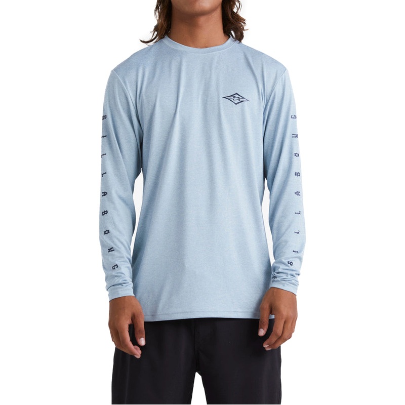 Men's Rash Guard - Billabong Unity Loose Fit Long Sleeve Surf Tee - Smoke Blue Heather